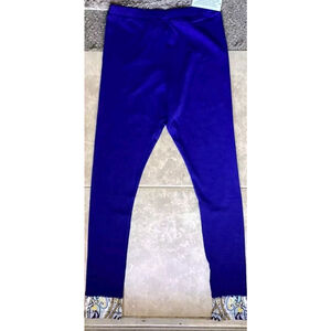 One World Blue Leggings W/Abstract Print Hem Charming Art Womans Size XS NEW